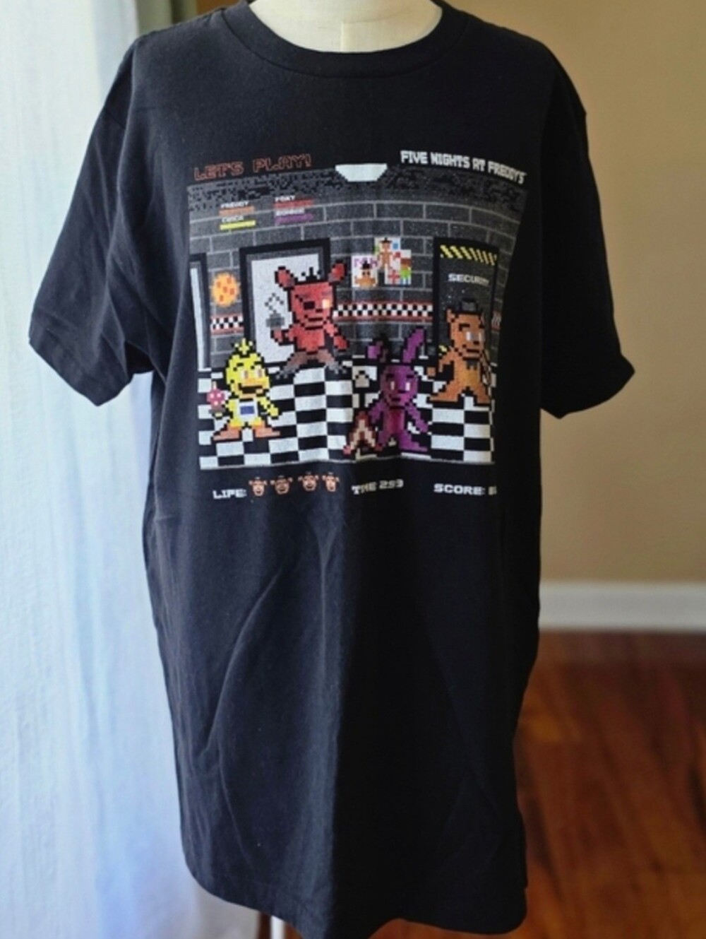 Five Nights at Freddy's FNAF Freddy Fazbear Graphic T Shirt Youth XL 14 16 Black